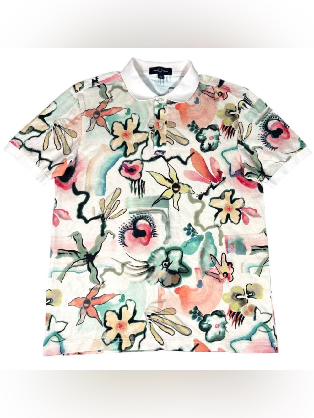 Fred Perry Amy Winehouse Floral Print Polo Shirt Silky Peach
